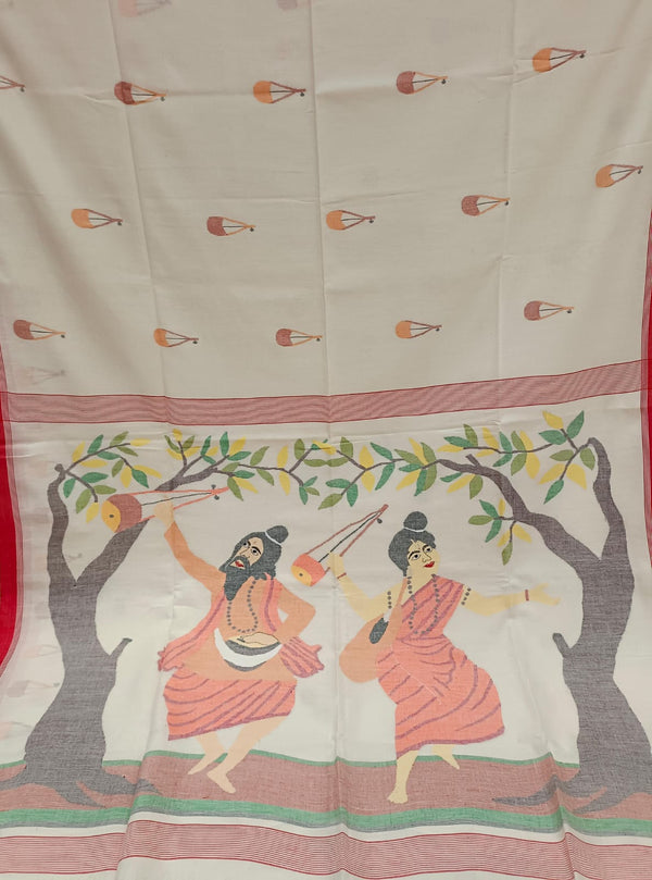 Handspun Handwoven Cotton Jamdani Saree - Traditional Elegance Balaram Saha