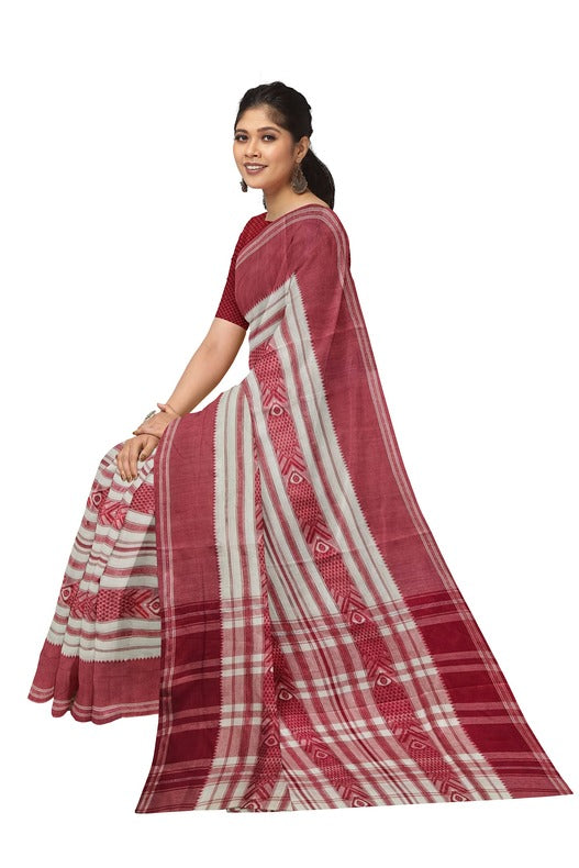 Balaram Saha Presents: White & Red Cotton Dhonekali Saree  - (cotton saree, handloom cotton saree, balaram saha online, handloom sarees, balaram saha handloom saree store photos, balaram saha handloom saree store, cotton handloom saree, pure cotton, cotton saree for women, cotton saree online, balaram saha, balaram saha handloom saree store, balaram saha saree, balaram saha online, balaram saha saree online, balaram saha gariahat)
