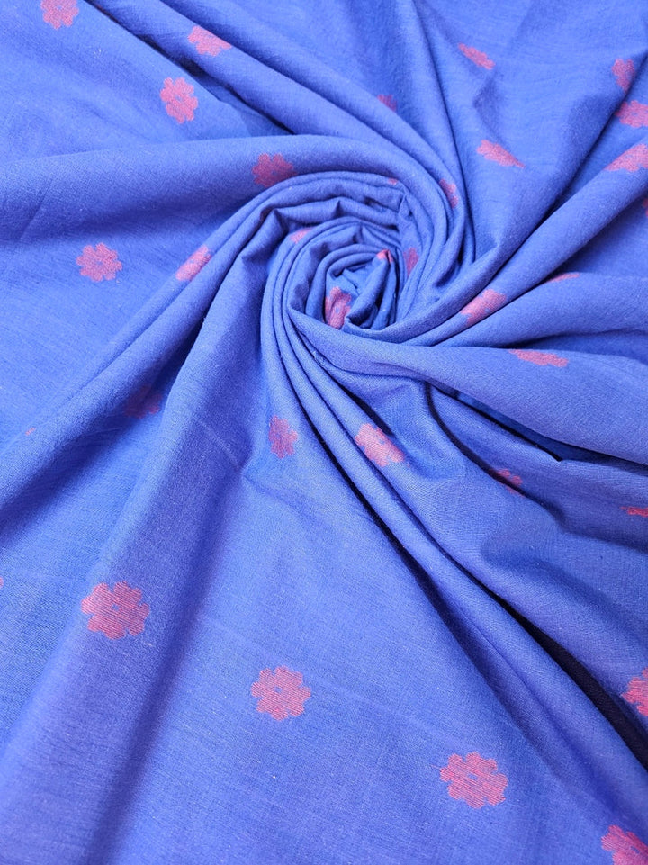 Blue & Red Handloom Premium Cotton Jamdani Saree Balaram Saha