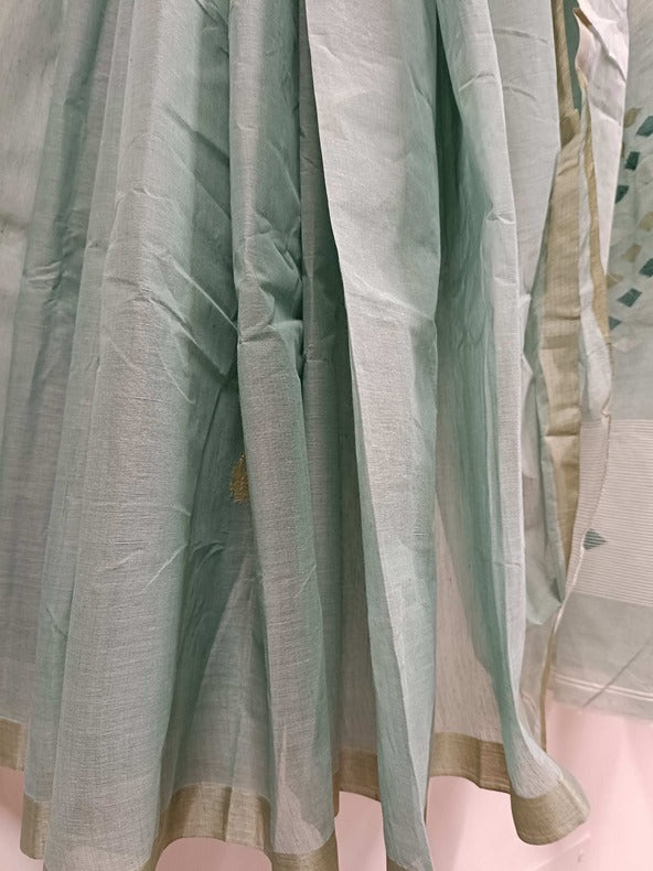 Sea Green Handloom Traditional cotton Handwoven Jamdani Saree Balaram Saha