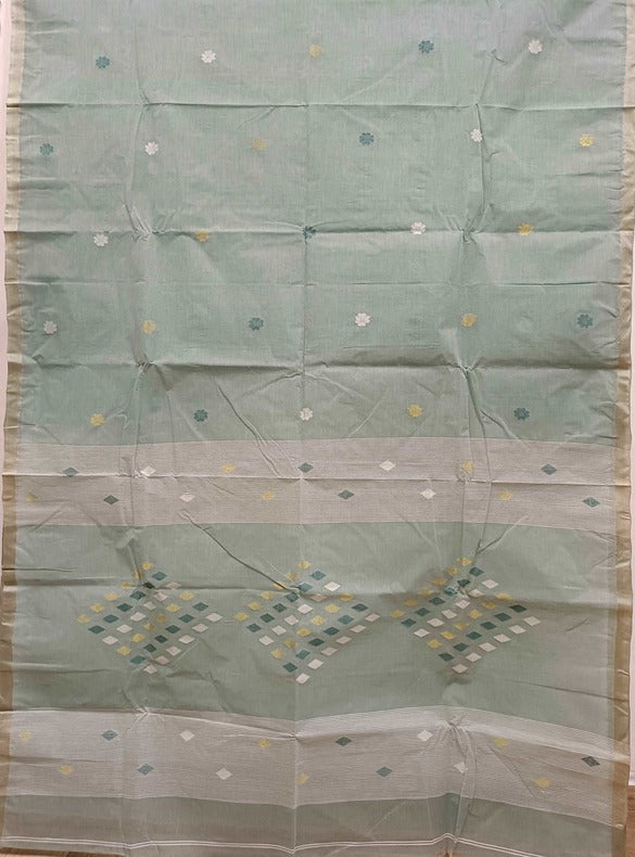 Sea Green Handloom Traditional cotton Handwoven Jamdani Saree Balaram Saha