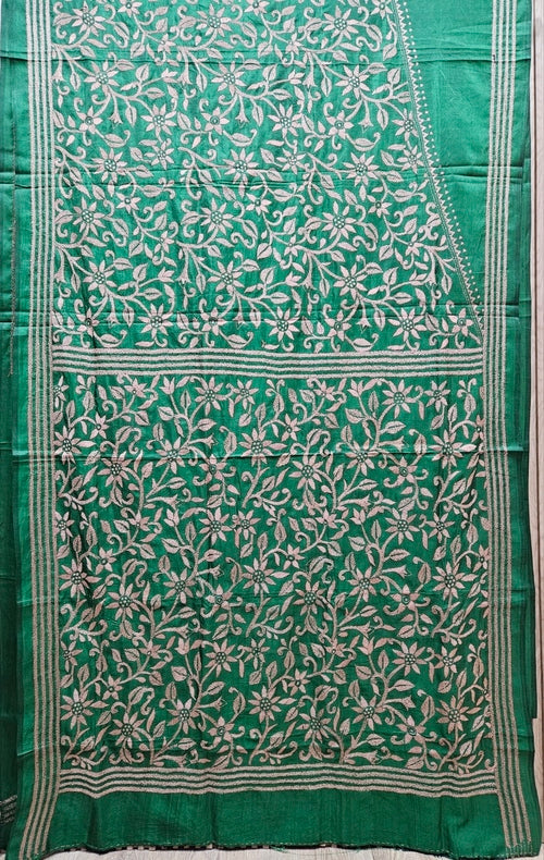 Exclusive Balaram Saha Red & Biege Pure Kantha Silk Saree Balaram Saha