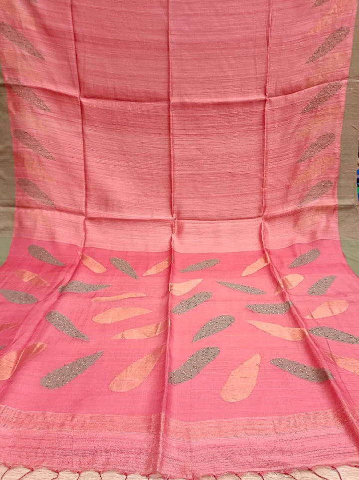 Rose Pink Matka Silk saree Balaram Saha