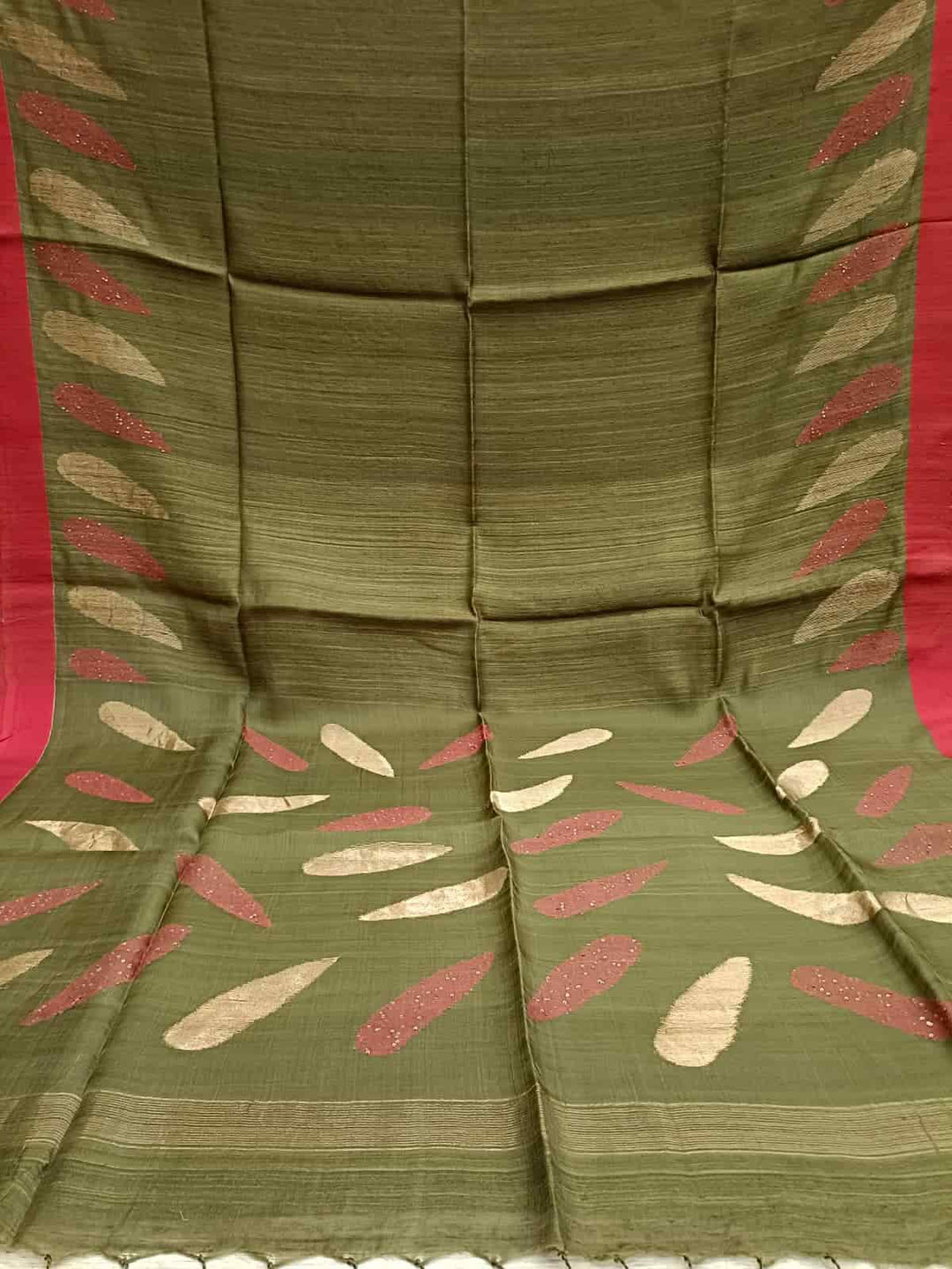 Mehendi Green & Red Matka Silk saree Balaram Saha