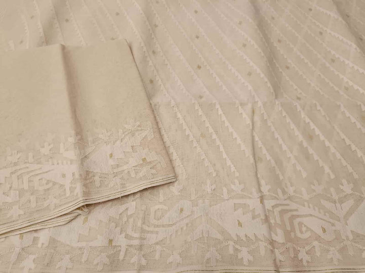 White on White cotton Bangladeshi Dhakai Jamdani saree Balaram Saha