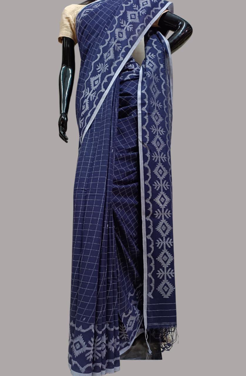 Handloom Handspun Muslin Cotton Jamdani Saree Balaram Saha