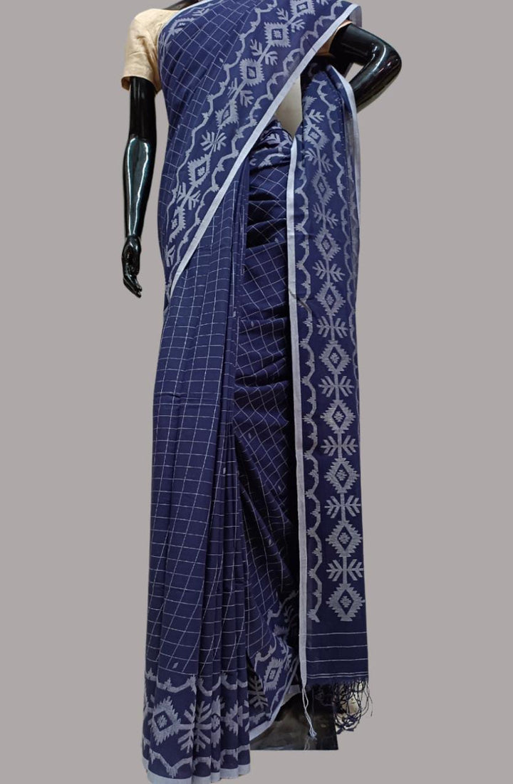 Handloom Handspun Muslin Cotton Jamdani Saree Balaram Saha