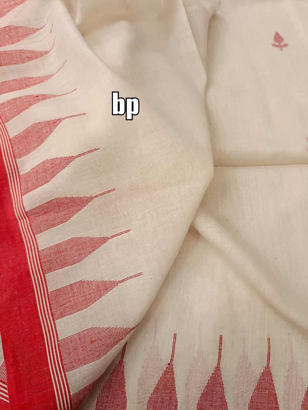 Kali Pujo Special: White & Red soft Handspun, Handwoven Jamdani cotton saree Balaram Saha