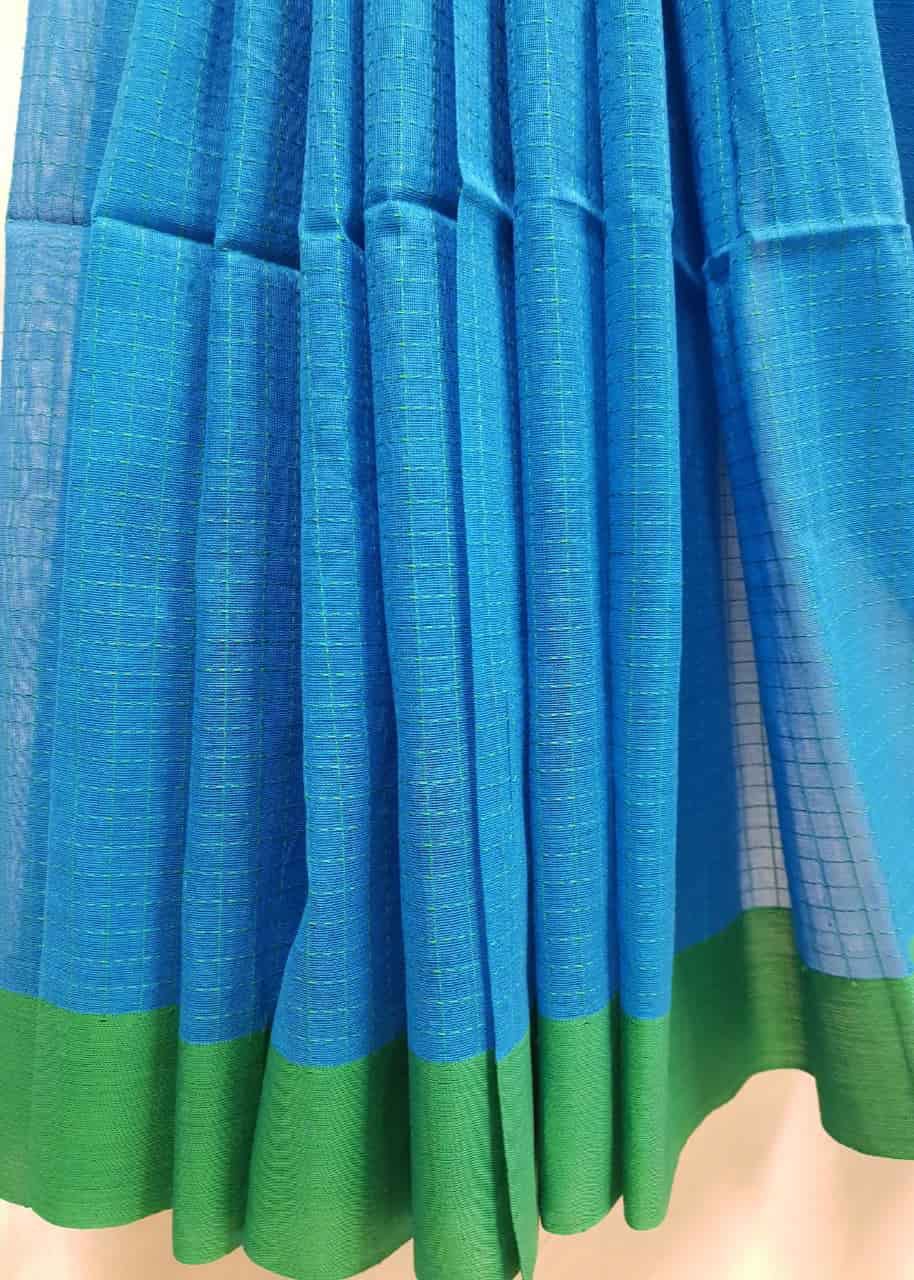 Blue Green Soft Handloom Cotton Saree Balaram Saha