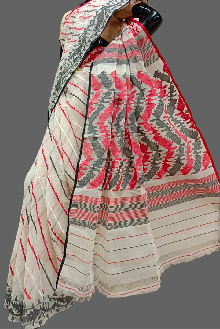 Off white Bangladesh Saw (korat)jamdani saree Balaram Saha