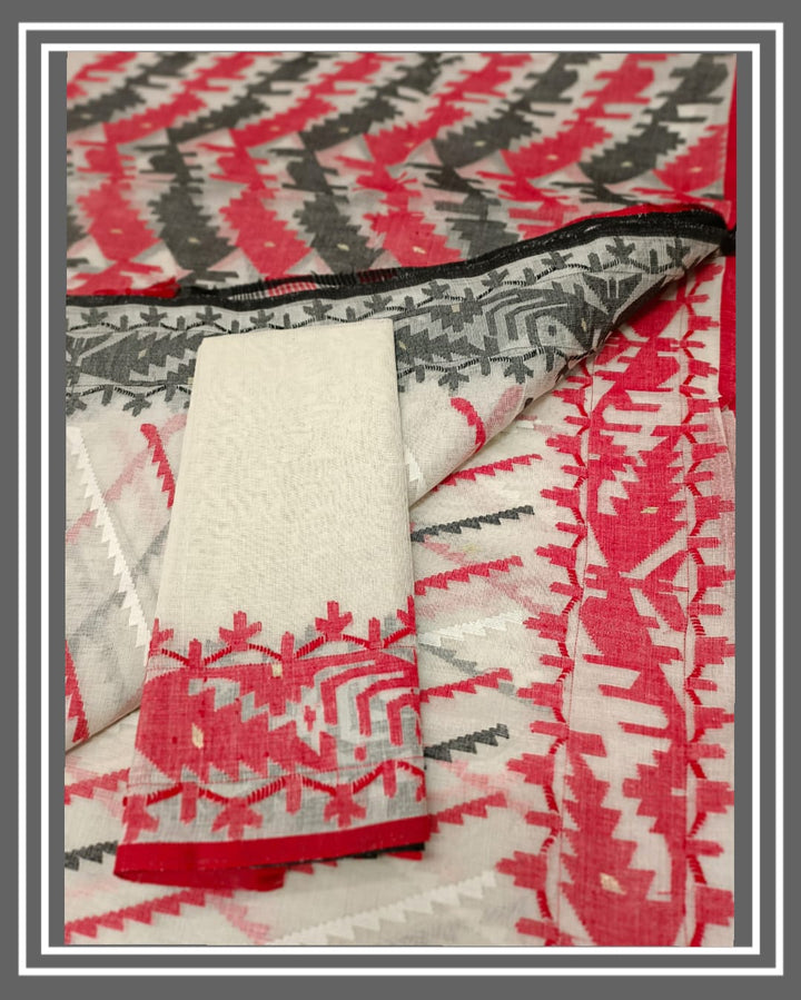 Off white Bangladesh Saw (korat)jamdani saree Balaram Saha
