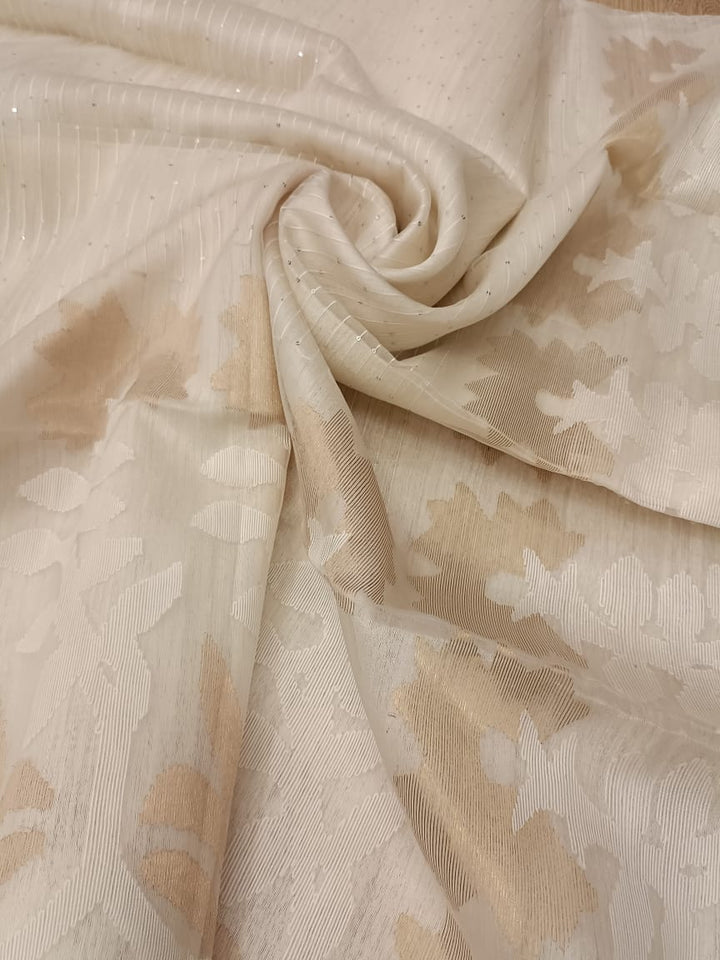 WHITE ON WHITE & Gold MATKA MUSLIN JAMDANI WEAVE SAREE Balaram Saha