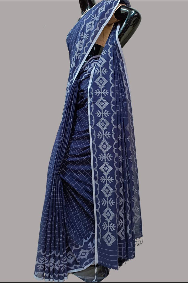 Handloom Handspun Muslin Cotton Jamdani Saree Balaram Saha