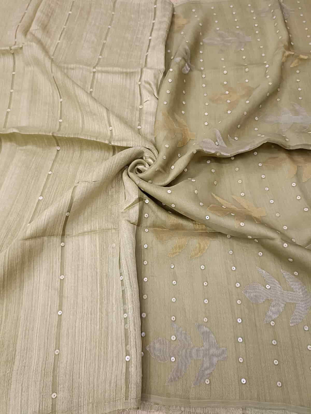 Light Pastel Green Matka Muslin Silk saree Balaram Saha