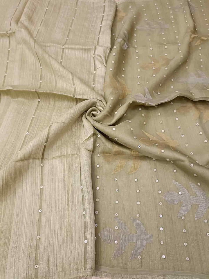 Light Pastel Green Matka Muslin Silk saree Balaram Saha