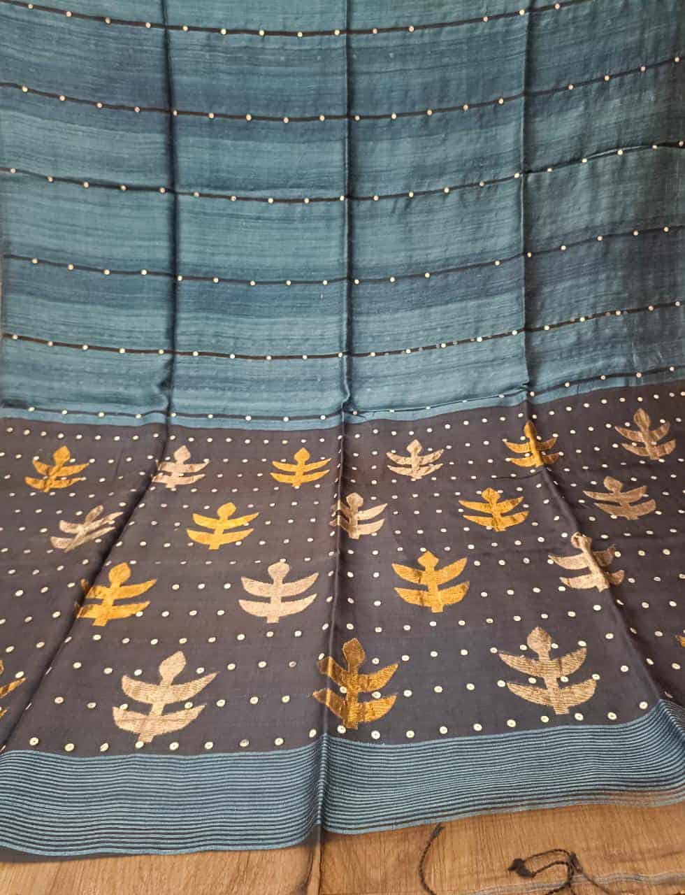 Indigo Blue Matka Muslin Silk saree Balaram Saha