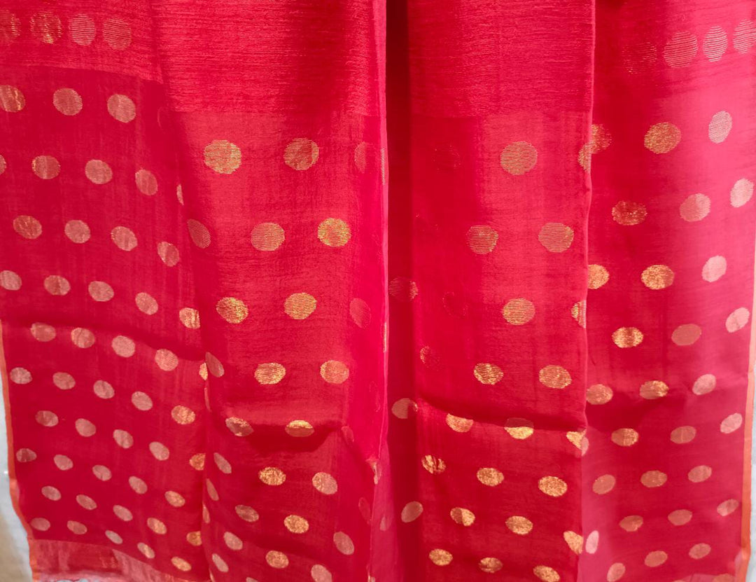 Red & Gold Matka Silk Saree With Gold Zari Balaram Saha