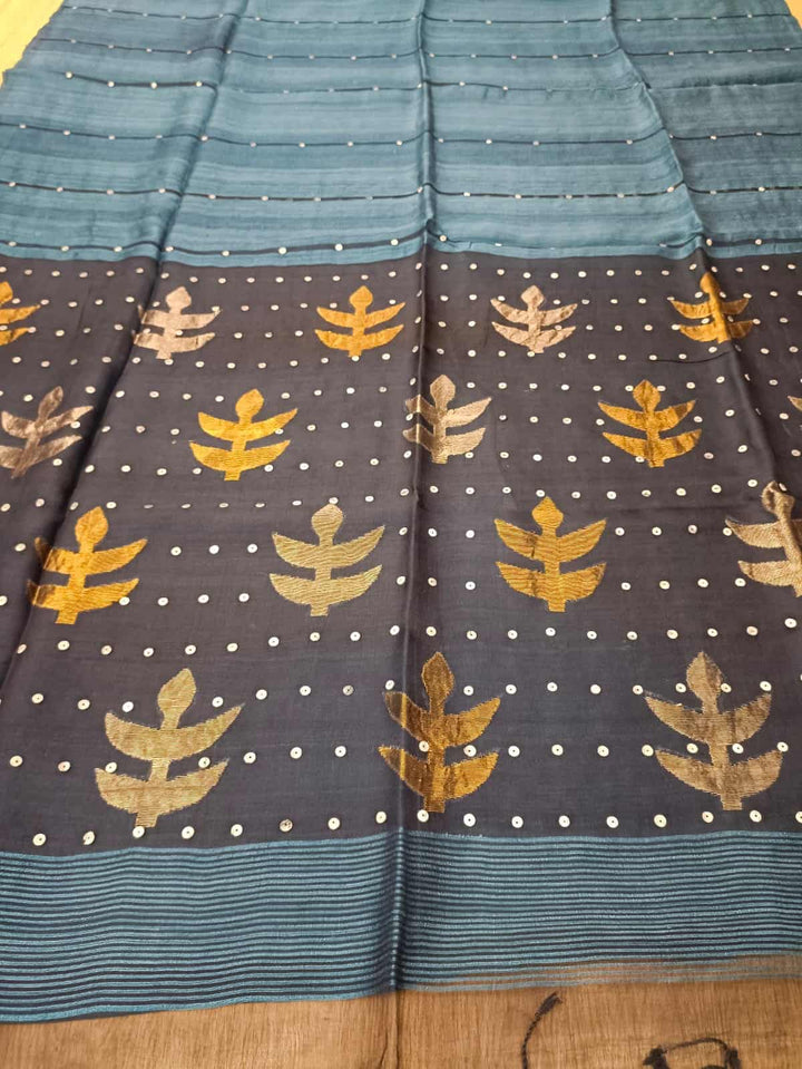 Indigo Blue Matka Muslin Silk saree Balaram Saha