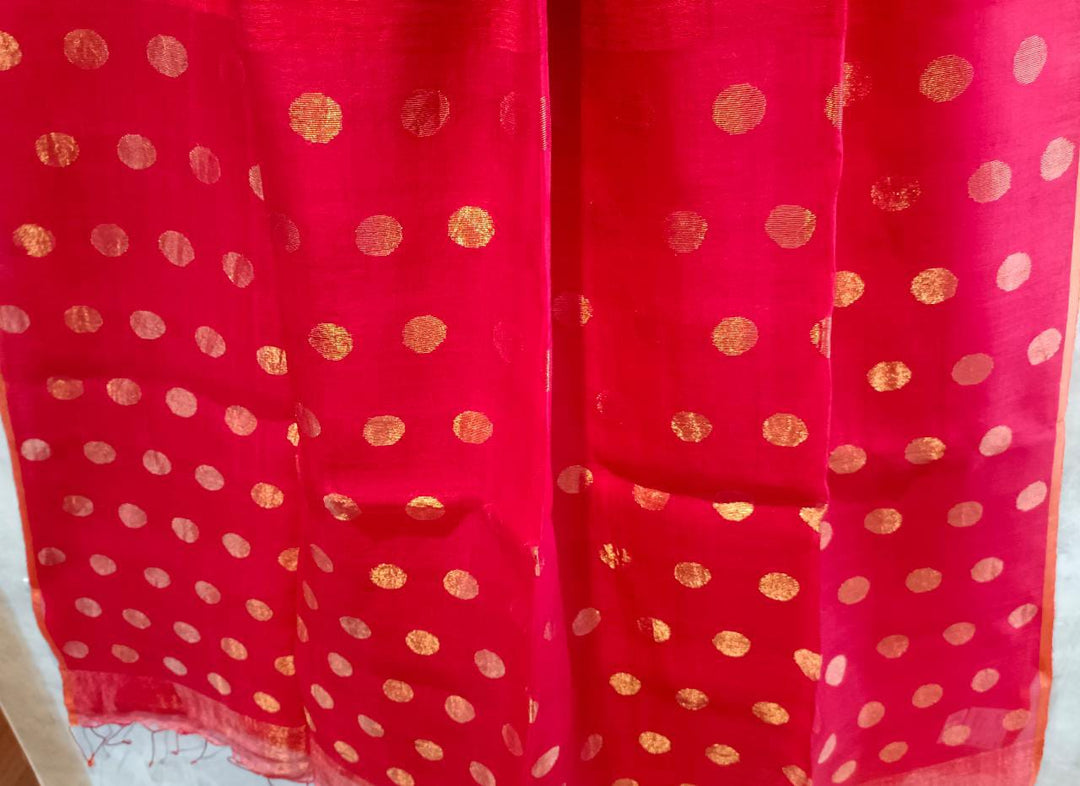 Red & Gold Matka Silk Saree With Gold Zari Balaram Saha