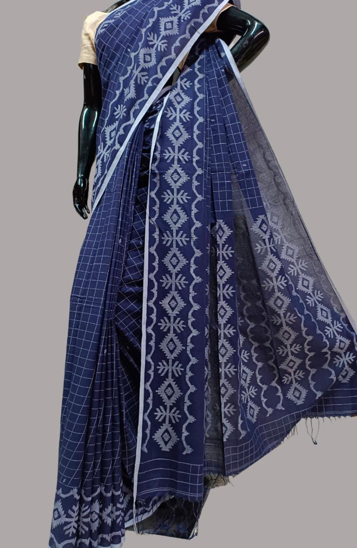 Handloom Handspun Muslin Cotton Jamdani Saree Balaram Saha