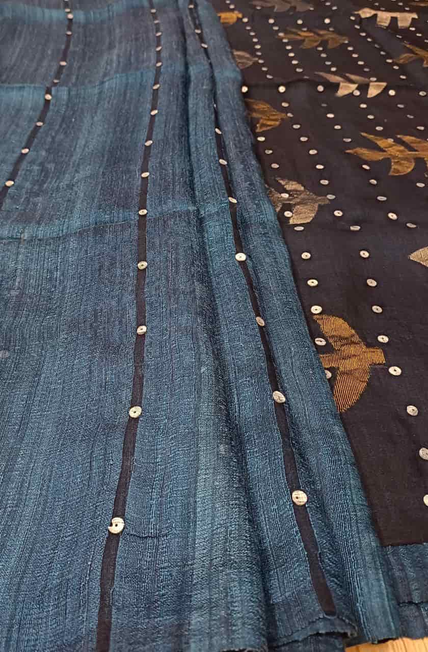 Indigo Blue Matka Muslin Silk saree Balaram Saha