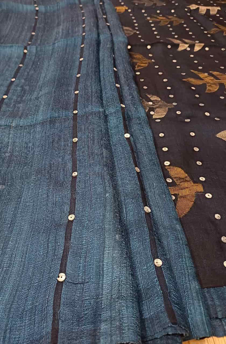 Indigo Blue Matka Muslin Silk saree Balaram Saha