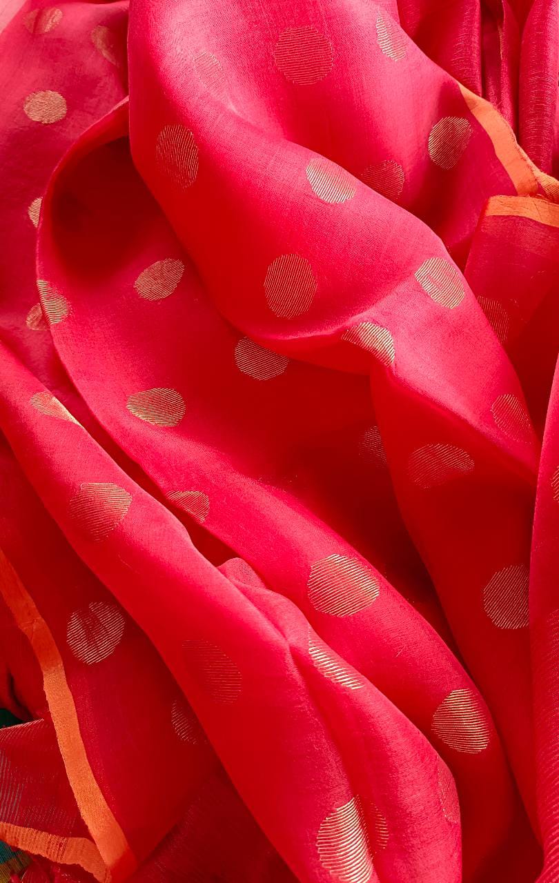 Red & Gold Matka Silk Saree With Gold Zari Balaram Saha
