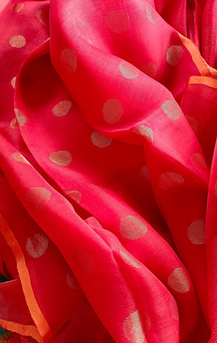Red & Gold Matka Silk Saree With Gold Zari Balaram Saha