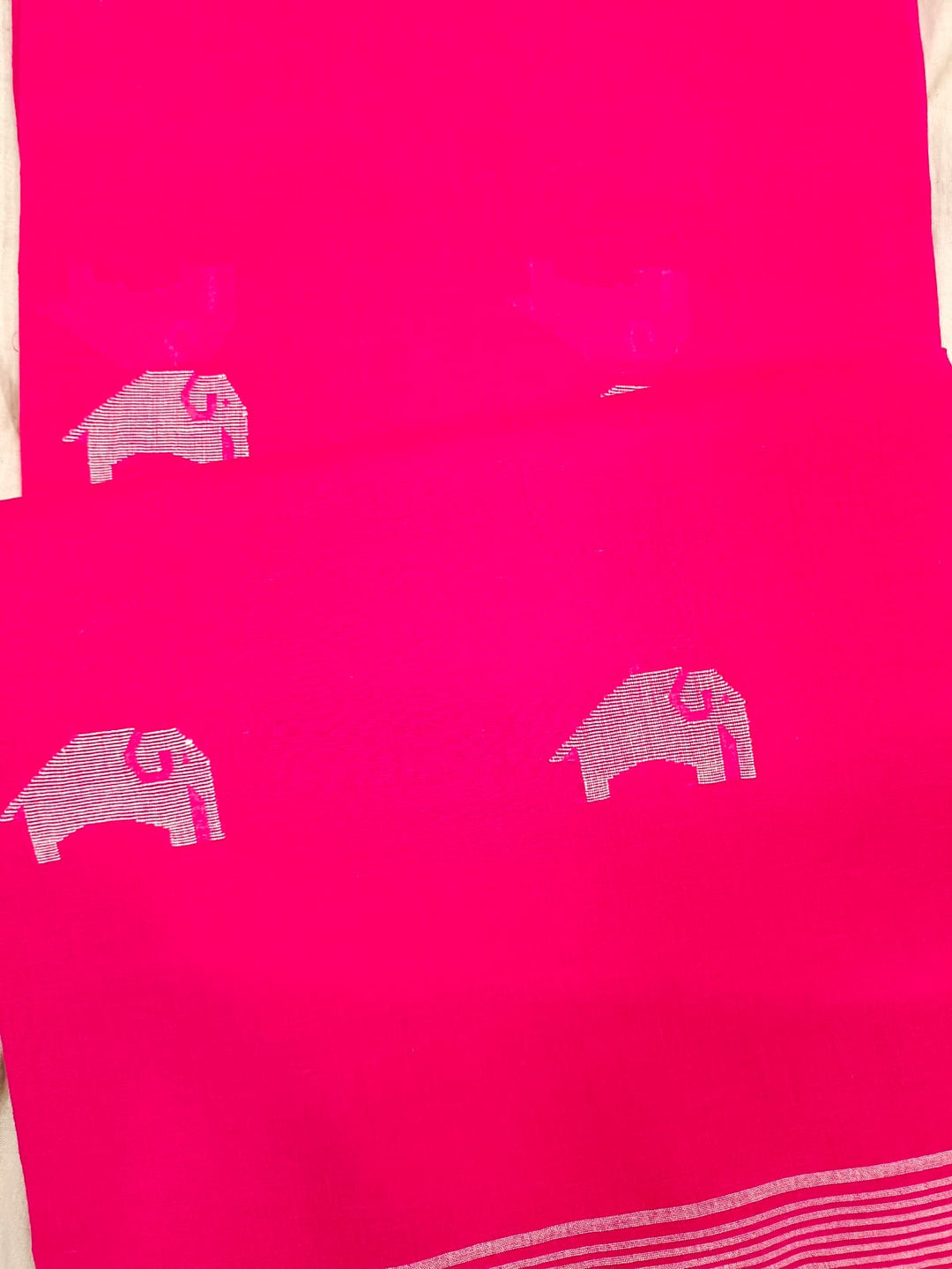 Fuschia Pink Soft Cotton Jamdani saree Balaram Saha