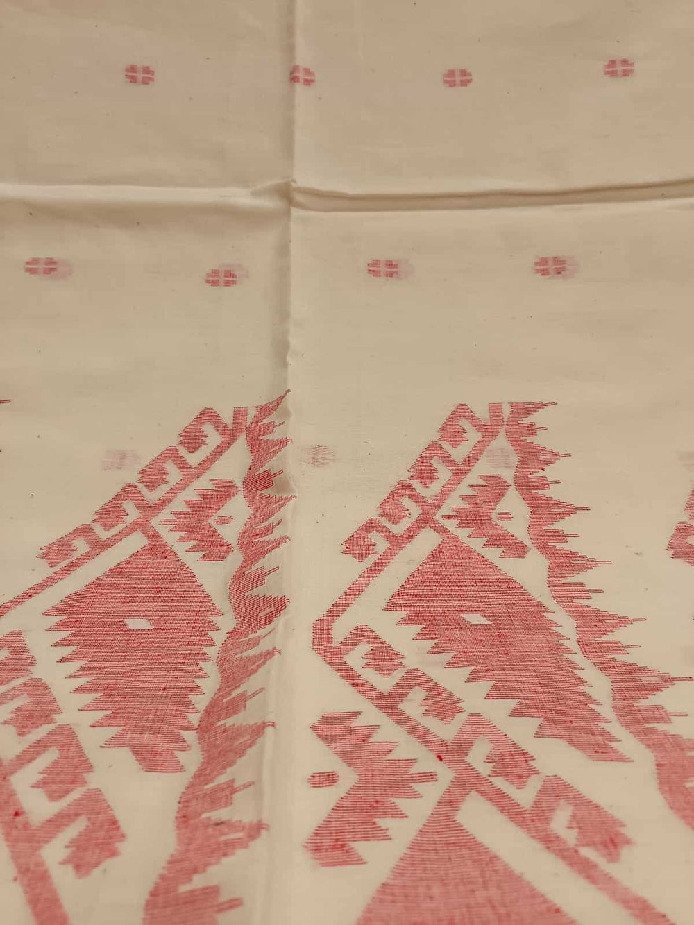 Handspun, Handwoven soft cotton Jamdani saree Balaram Saha