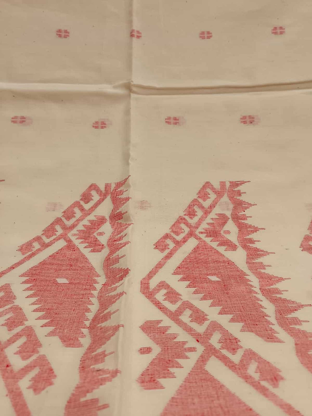 Handspun, Handwoven soft cotton Jamdani saree Balaram Saha