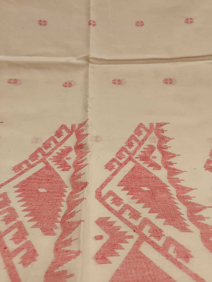 Handspun, Handwoven soft cotton Jamdani saree Balaram Saha