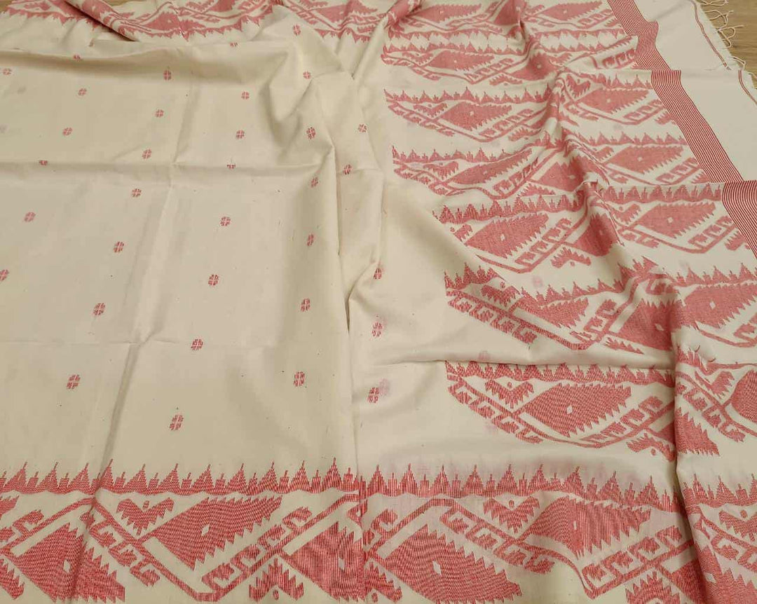 Handspun, Handwoven soft cotton Jamdani saree Balaram Saha