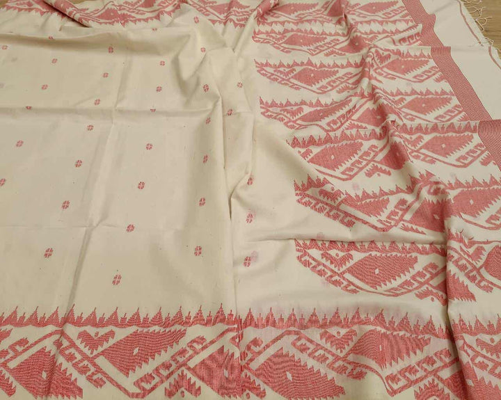 Handspun, Handwoven soft cotton Jamdani saree Balaram Saha