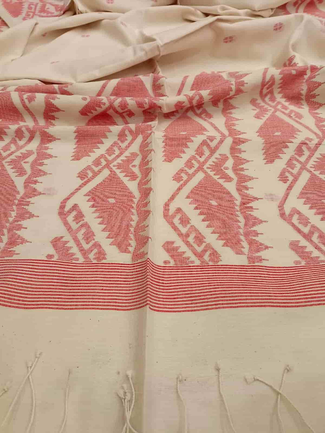 Handspun, Handwoven soft cotton Jamdani saree Balaram Saha