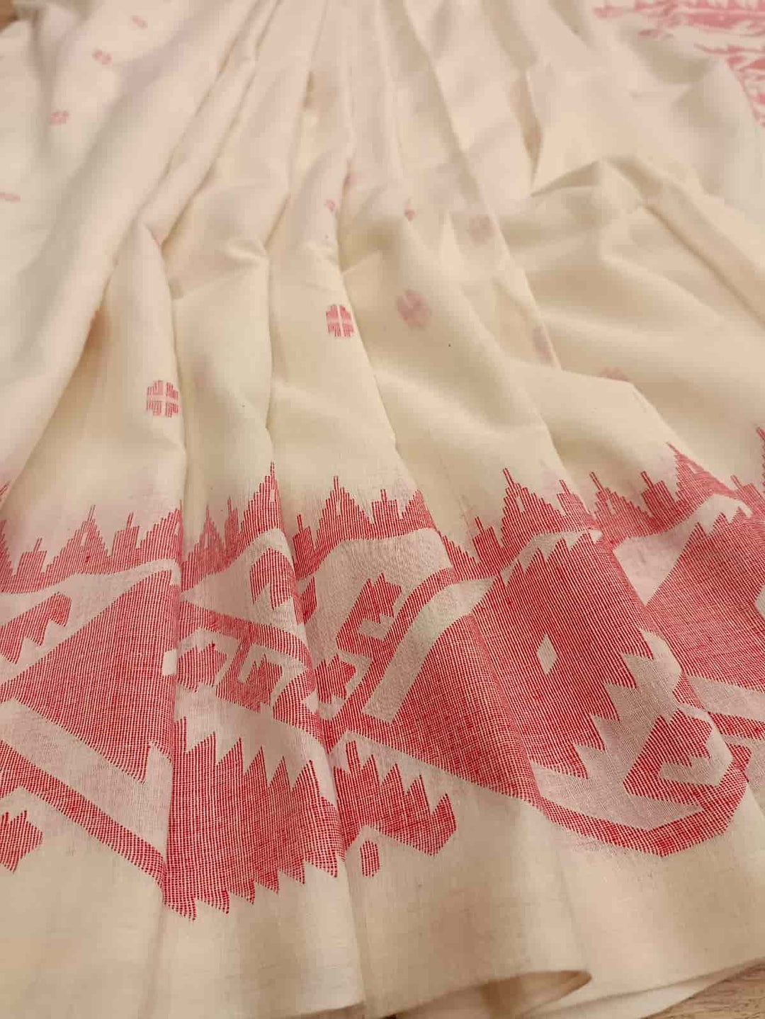 Handspun, Handwoven soft cotton Jamdani saree Balaram Saha
