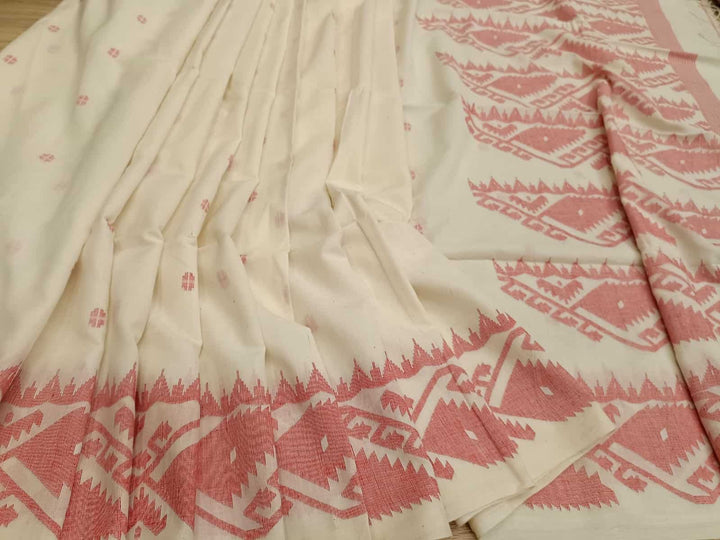 Handspun, Handwoven soft cotton Jamdani saree Balaram Saha