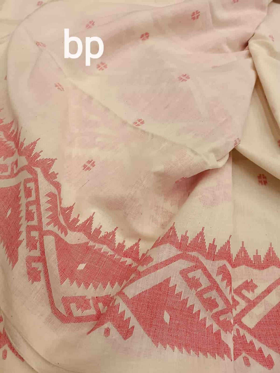 Handspun, Handwoven soft cotton Jamdani saree Balaram Saha
