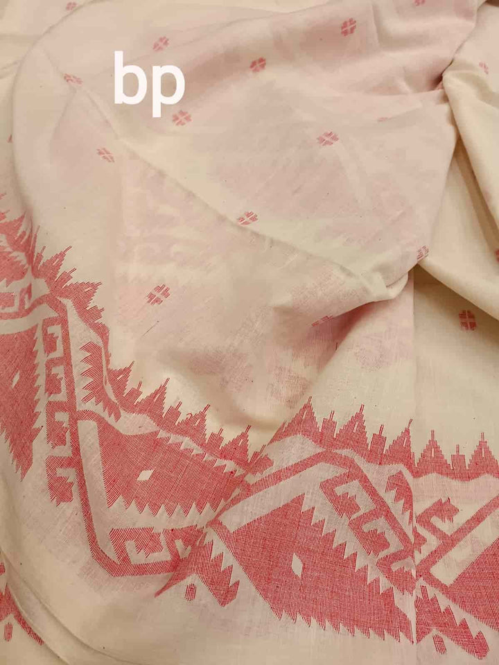 Handspun, Handwoven soft cotton Jamdani saree Balaram Saha