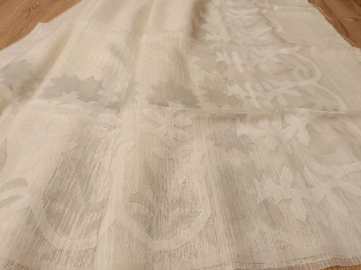 White on White & Silver Matka Muslin Jamdani weave saree Balaram Saha