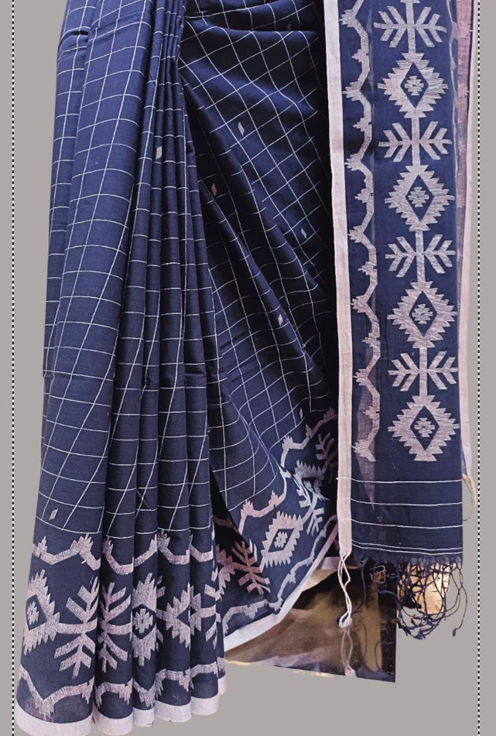 Handloom Handspun Muslin Cotton Jamdani Saree Balaram Saha