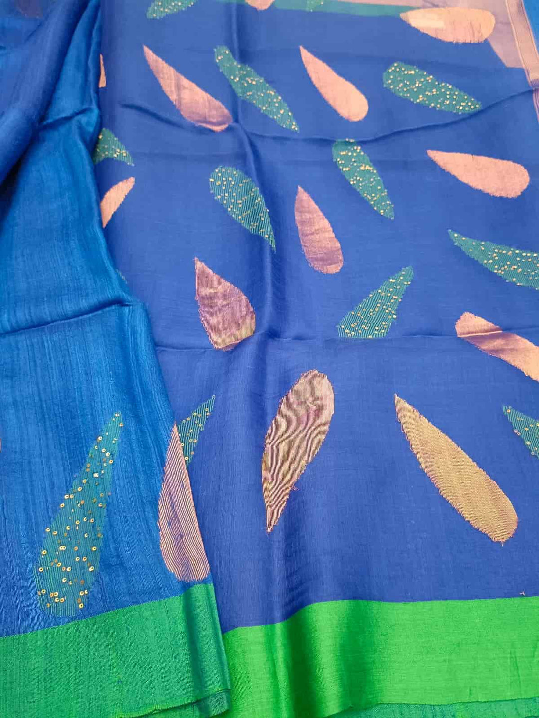 Royal Blue & Sea Green Matka Silk saree Balaram Saha