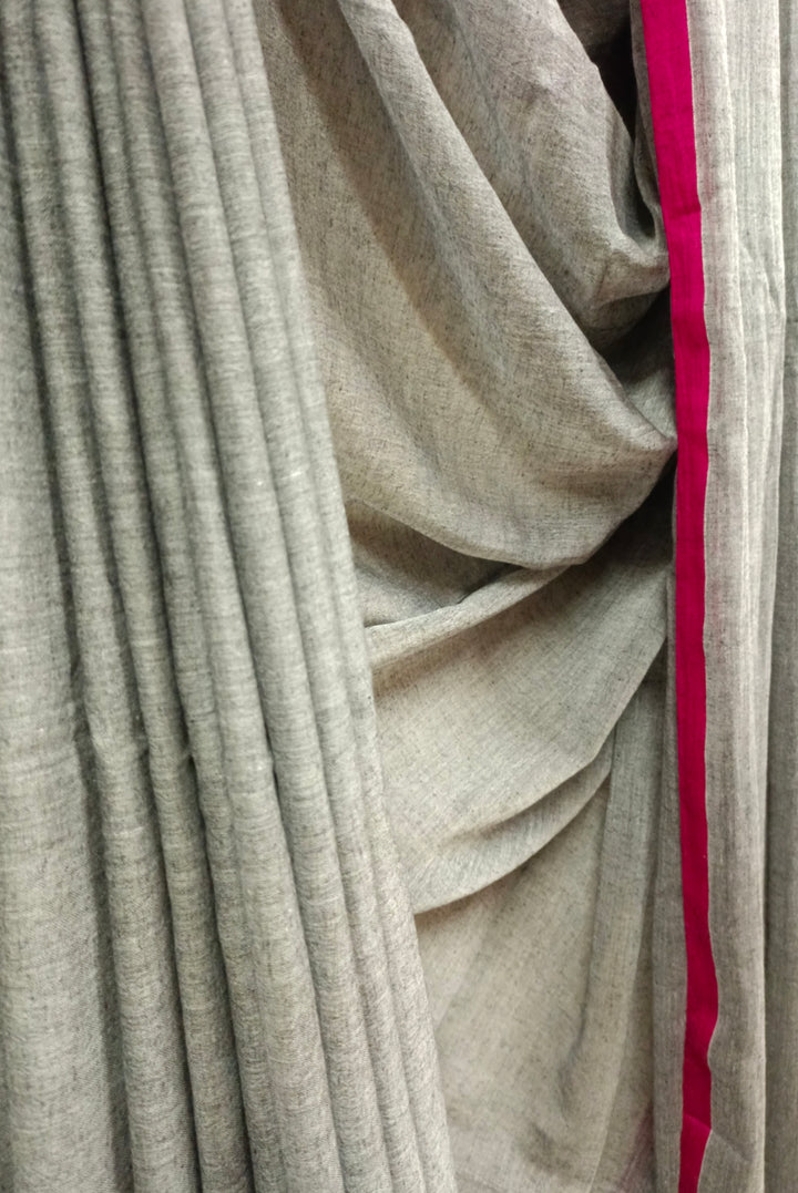 Grey & Purple Soft Handloom Mull Cotton Saree Balaram Saha