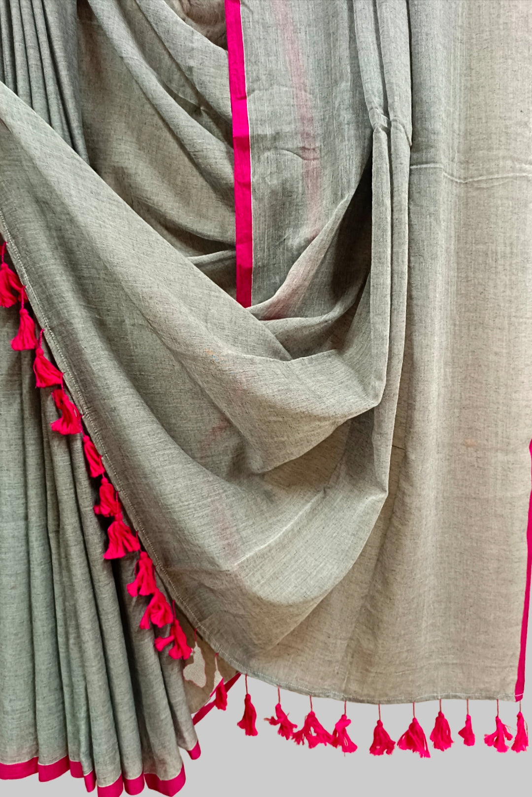 Grey & Purple Soft Handloom Mull Cotton Saree Balaram Saha