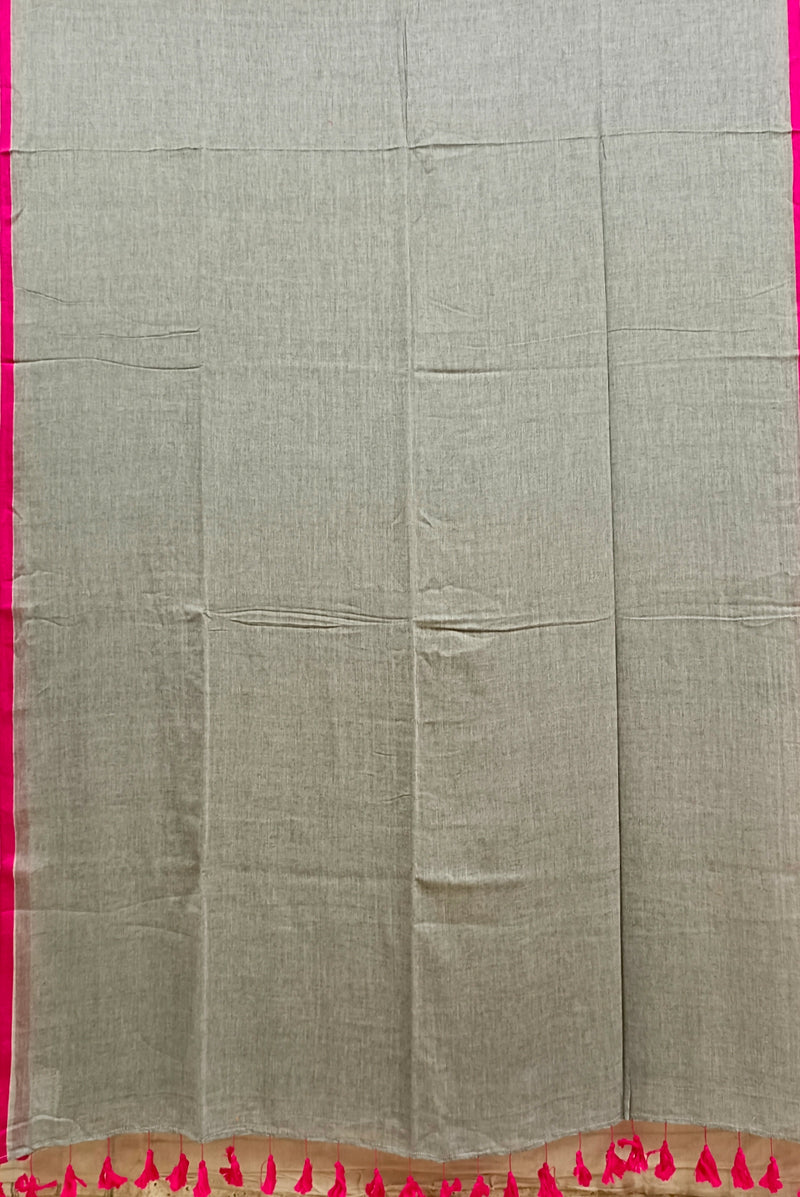 Grey & Purple Soft Handloom Mull Cotton Saree Balaram Saha