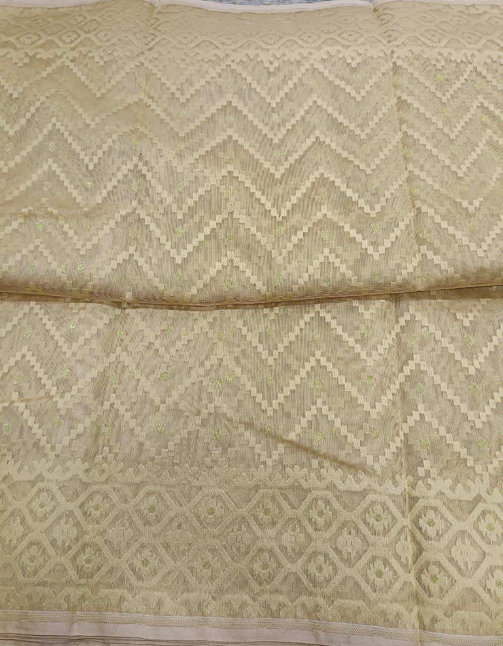 Beige on Beige, cotton by resham, soft Dhakai Jamdani Saree Balaram Saha