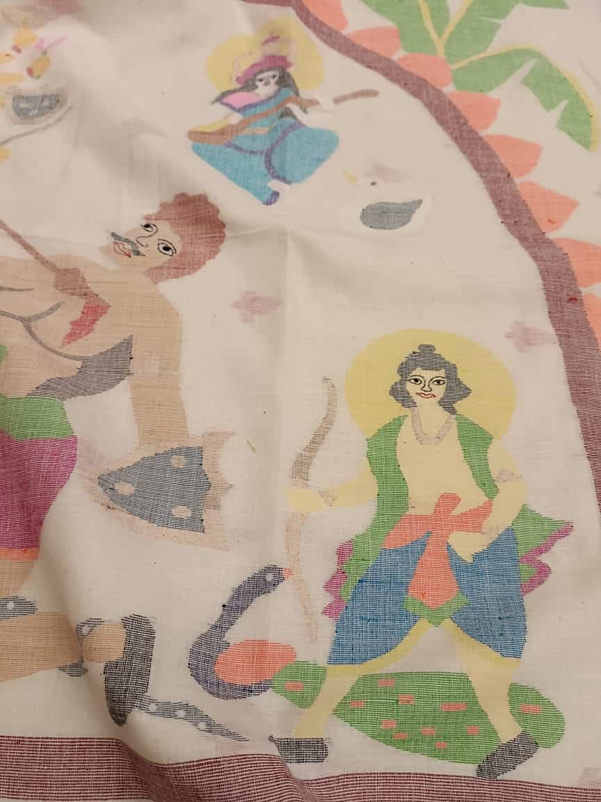 Handspun & Handwoven soft cotton Jamdani saree Balaram Saha