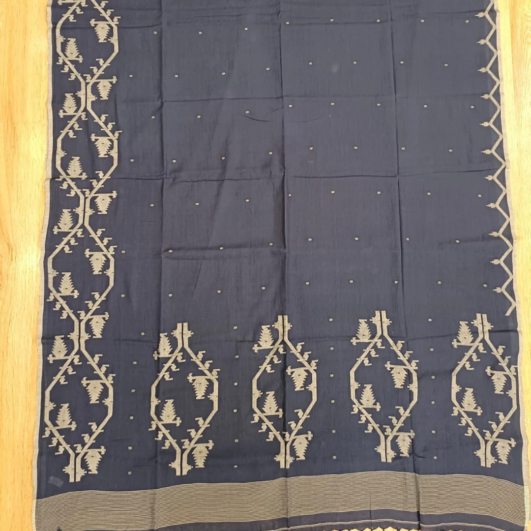 Handspun & handwoven Soft Muslin Cotton Jamdani saree Balaram Saha