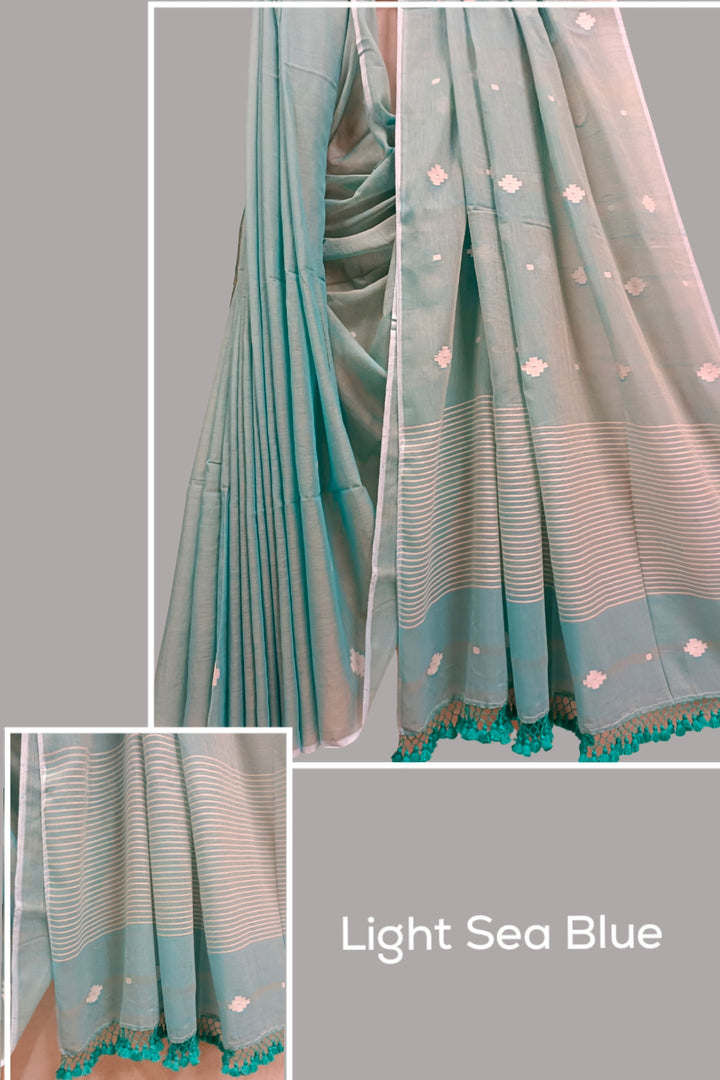 Red Handloom Soft Mul Cotton Dhakai saree Balaram Saha