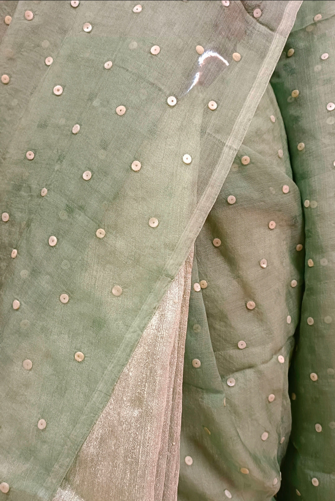 Light Green Handloom Matka Muslin Woven Silk Saree Balaram Saha